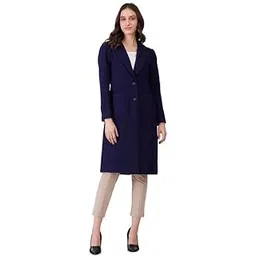 fablestreet Women Single Breasted Overcoat - Navy|Perfect for Casual, Office, and Everyday Outfits-picture-22