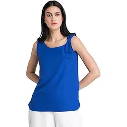 fablestreet Women's Polyester Solid Sleeveless Regular Fit Top (TP462BLUE)-picture-12