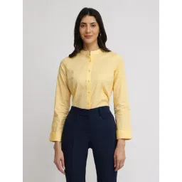 Fablestreet Yellow Cotton Solid Long Sleeves Shirt-picture-38