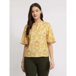 Fablestreet Yellow Regular Fit Floral Print Top-picture-20