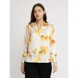 Fablestreet Yellow Satin Regular Fit Printed Shirt-picture-20