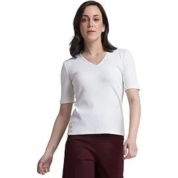 Women T-Shirt | V-Neck Half Sleeve Solid Pattern | Soft Cotton Jersey Fabric for Casual Wear, Travel & Everyday Comfort-image-41