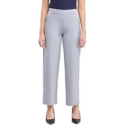 Women's Wide-Leg Trousers | High Rise Cropped Style | Solid Pattern & Plain Weave Fabric | Pull-On Closure | Casual & Weekend Wear-image-46