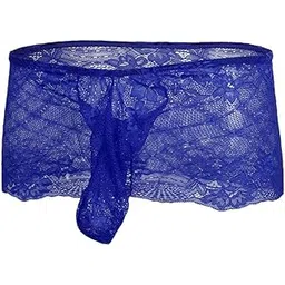 FABLOFT Men's Lace Floral Sissy Pouch Cloth Girlie Skirted Mesh Thong Cloth Dark Blue|1 Piece Mens Skirted Panty| Cloth| Cloth| Mens Clothing |Clothing Shoes & Accessories-picture-26