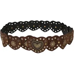 FABLOFT Womens PU Leather Waist Belt Trendy Gothic Western Belt Clothing Accessories-picture-40