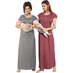 Fabme Cotton Blend Women Maxi Night Gown-picture-17