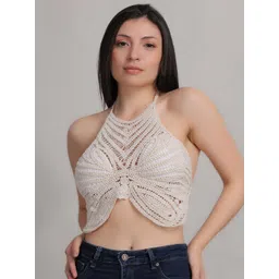 Fabme Crochet Styled Back Crop Top-picture-25