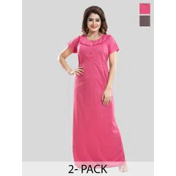 Fabme Pack Of 2 Striped Maternity Maxi Nightdress-picture-34