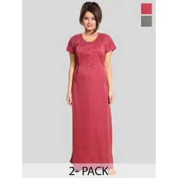 Fabme Pack Of 2 Striped Maternity Maxi Nightdress-picture-33