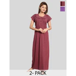 Fabme Pack Of 2 Striped Maternity Maxi Nightdress-picture-36