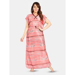 Fabme Striped Satin Maxi Kaftan Nightdress-picture-37