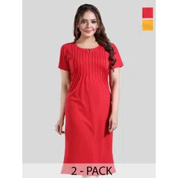 Fabme Women Pack Of 2 Pure Cotton Nightdress-picture-11