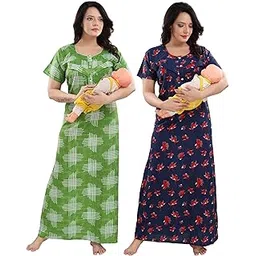 fabme Women's Cotton Maxi Casual Regular Nightgown-picture-23