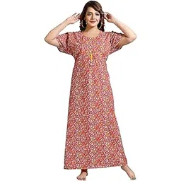 fabme Women's Cotton Printed Floor Length Nightwear Nighty-picture-51