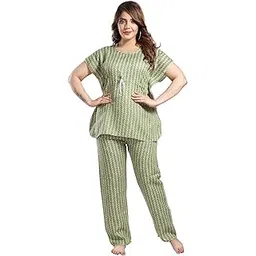 fabme Women's Cotton Printed Kaftan and Pyjama Set-picture-39
