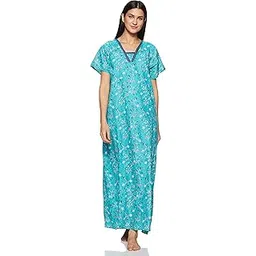 fabme Women's Floor Length Cotton Nighty Regular Nightgown-picture-20