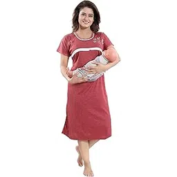 fabme Women's Polycotton Polka Dots Knee Length Night Dress-picture-44