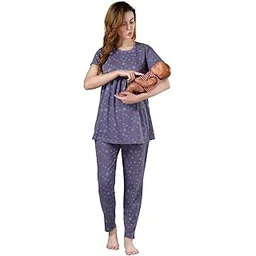 fabme Women's Pre and Post Pregnancy Maternity Top and Pyjama Set-picture-32
