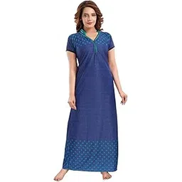 fabme Women's Satin Floor Length Night Dress Nighty-picture-49