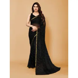 FABMORA Black Chiffon Embellished Saree With Unstitched Blouse-picture-15