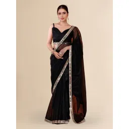FABMORA Black Embellished Sarees with Unstitched Blouse-picture-24