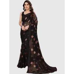 FABMORA Black Woven Saree With Unstitched Blouse-picture-29
