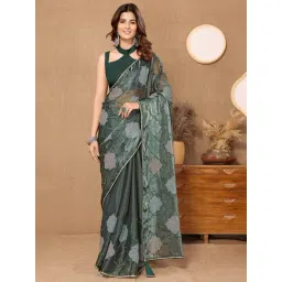 FABMORA Green Embellished Saree With Unstitched Blouse-picture-17