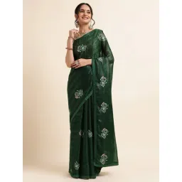 FABMORA Green Embroidered Saree With Unstitched Blouse-picture-41