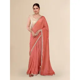 FABMORA Peach Embellished Sarees with Unstitched Blouse-picture-31