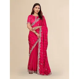 FABMORA Pink Embroidered Saree with Unstitched Blouse-picture-22