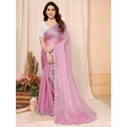 FABMORA Pink Embroidered Saree With Unstitched Blouse-picture-18