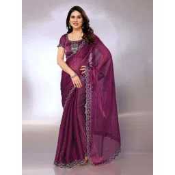 FABMORA Purple Embellished Saree With Unstitched Blouse-picture-22