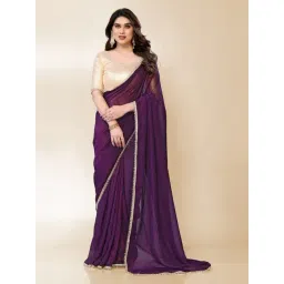 FABMORA Purple Embellished Sarees with Unstitched Blouse-picture-22
