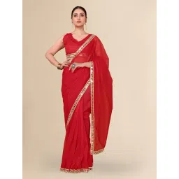 FABMORA Red Embellished Sarees with Unstitched Blouse-picture-11