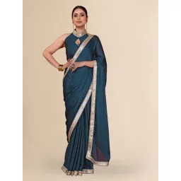 FABMORA Teal Embellished Sarees with Unstitched Blouse-picture-47