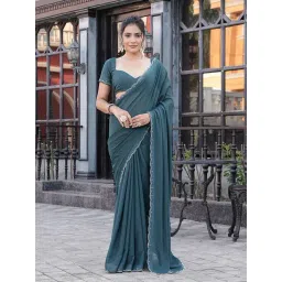 Fabmora Teal Saree with Blouse-picture-30