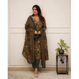 fabnex Women Floral Print Straight Kurta with Pants & Dupatta-picture-29