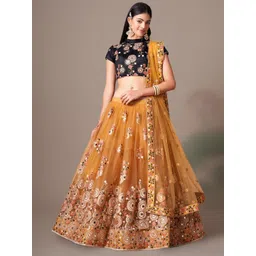 FABPIXEL Embroidered Semi-Stitched Lehenga & Unstitched Blouse With Dupatta-picture-34