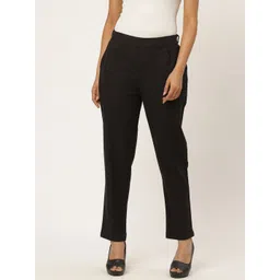 FABRIC FITOOR Women Black  Relaxed Straight Fit Solid Regular Trousers-picture-24
