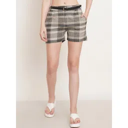 FABRIC FITOOR Women Checked Cotton Shorts-picture-17