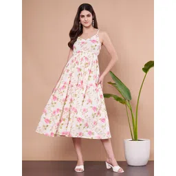 FABRIC FITOOR Women Floral Print Fit & Flare Dress-picture-34