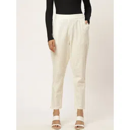 FABRIC FITOOR Women Off-White Relaxed Straight Leg Regular Fit Solid Trousers-picture-35