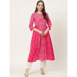 FABRIC FITOOR Women Pink Bandhani Printed Anarkali Kurta-picture-16
