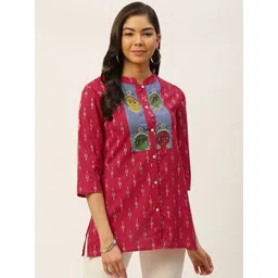 FABRIC FITOOR Women Red & Blue Regular Fit Printed Pure Cotton Casual Shirt-picture-30