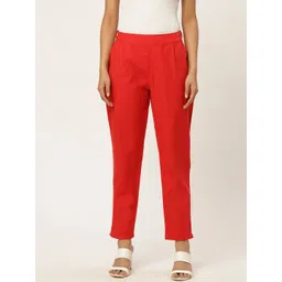FABRIC FITOOR Women Red  Relaxed Straight Fit  Solid Regular Trousers-picture-35