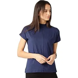 fabricorn Plain Stylish High Neck Cotton Tshirt for Women-picture-53