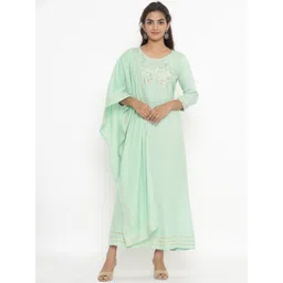 Fabriko Women Green Ethnic Motifs Yoke Design Gotta Patti Kurta with Dupatta-picture-30