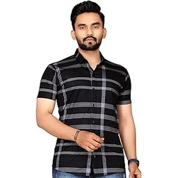 fabripple Men's Printed Half Sleeve Shirt for Casual Wear | Stylish Geometric Pattern Slim Fit for Men | Summer Trendy Short Sleeve Shirt-picture-27
