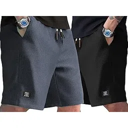fabripple Men's Shorts Combo Pack | Stylish Slim Fit Casual Shorts for Men | Elastic Waistband | Breathable & Lightweight Fabric | Pack of 2 image 1