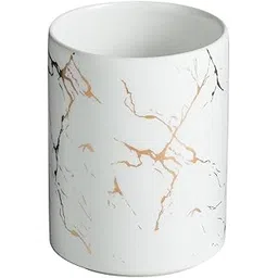 FabSeasons Ceramic Toothbrush Holder/Organizers/Stationary Holder, Italian Marble Pattern, 9.8 Cm Height X 8 Cm Diameter, White-picture-11